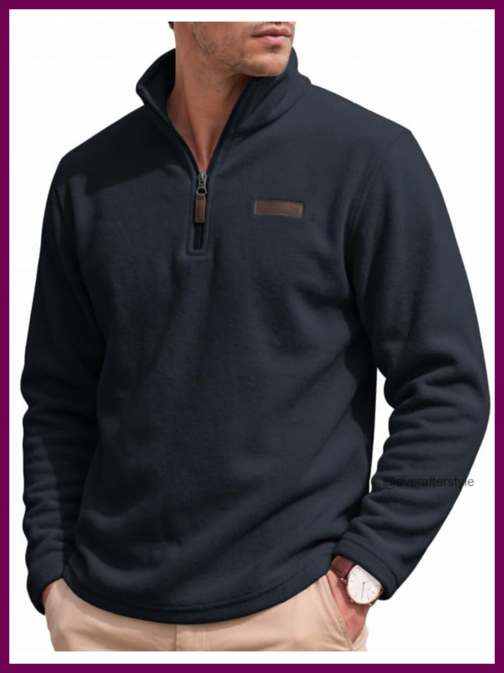 COOFANDY Men's Fleece Quarter Zip Pullover Mock Neck Long Sleeve Sweatshirt